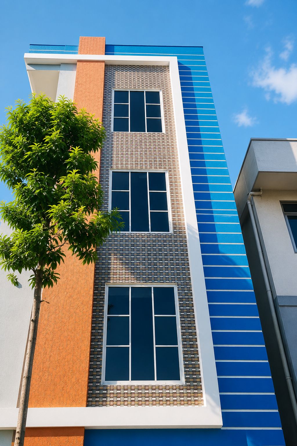 Mason uPVC elevation windows on a Hyderabad residential building