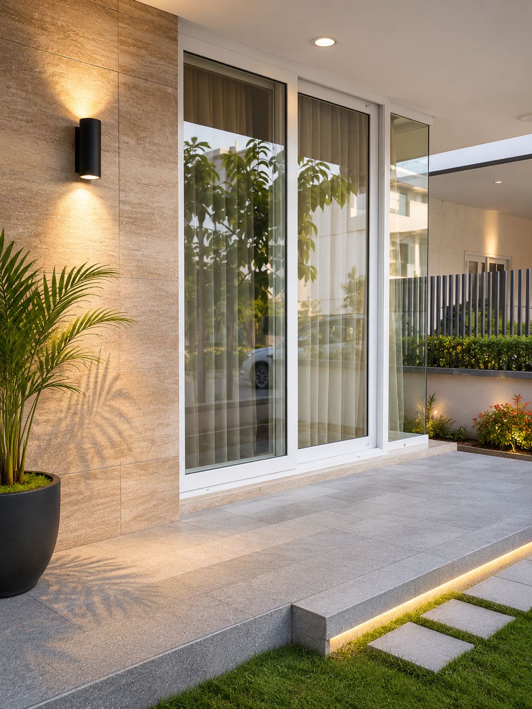 Mason uPVC sliding doors at a premium villa entrance in Hyderabad