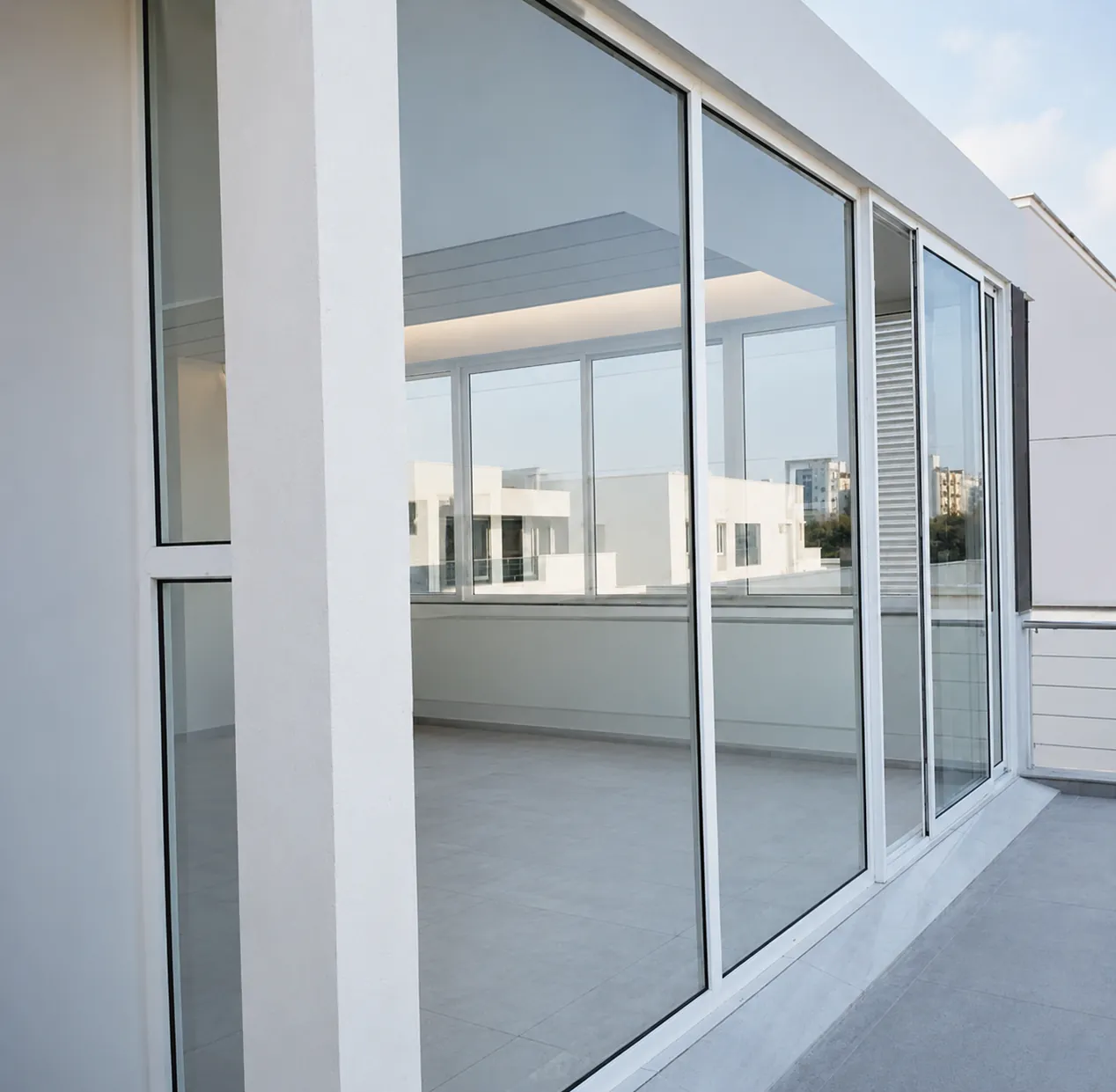 Mason uPVC rooftop enclosure with sliding doors and louvered ventilation