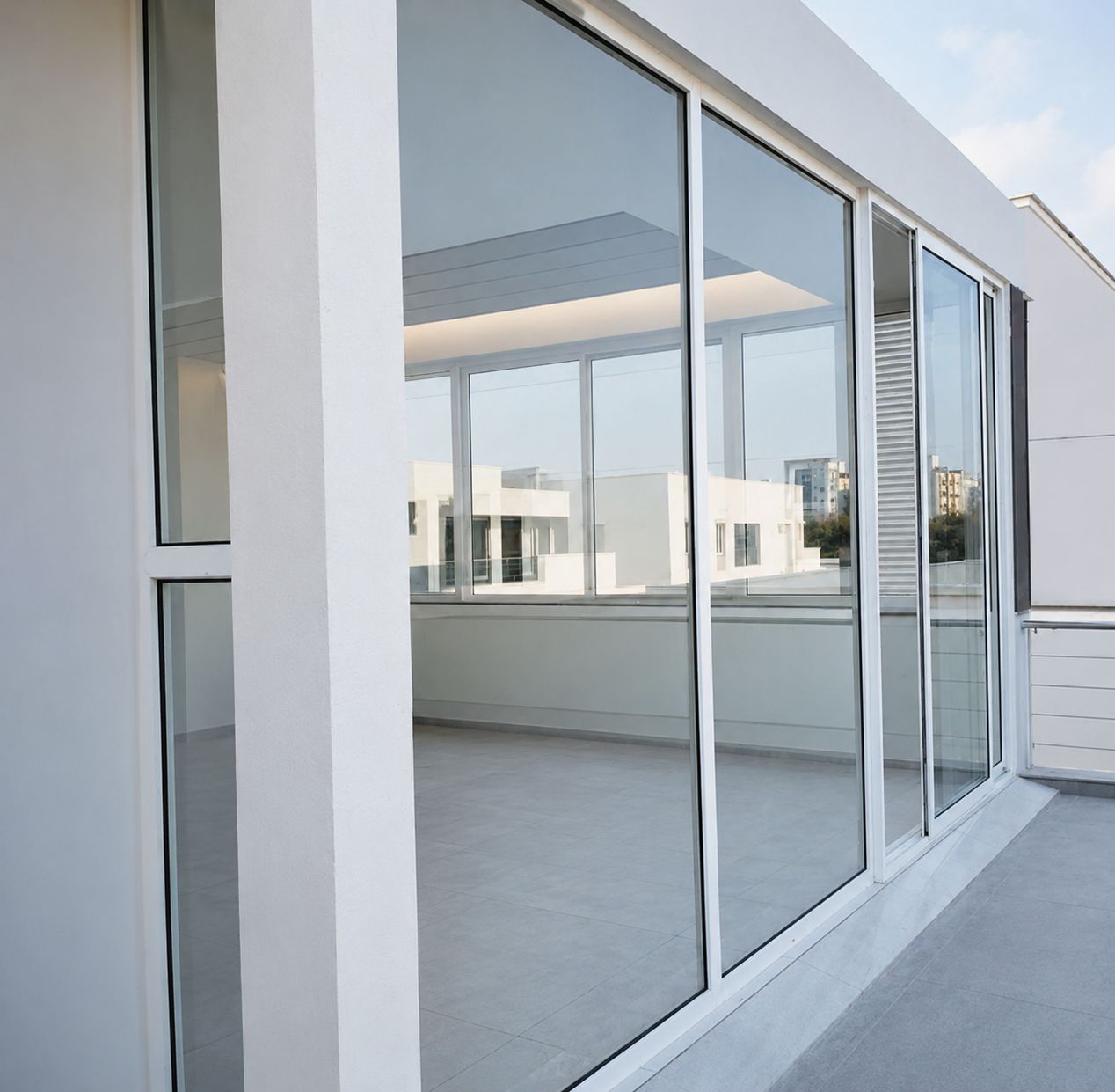 Mason uPVC rooftop enclosure with sliding doors and louvered ventilation